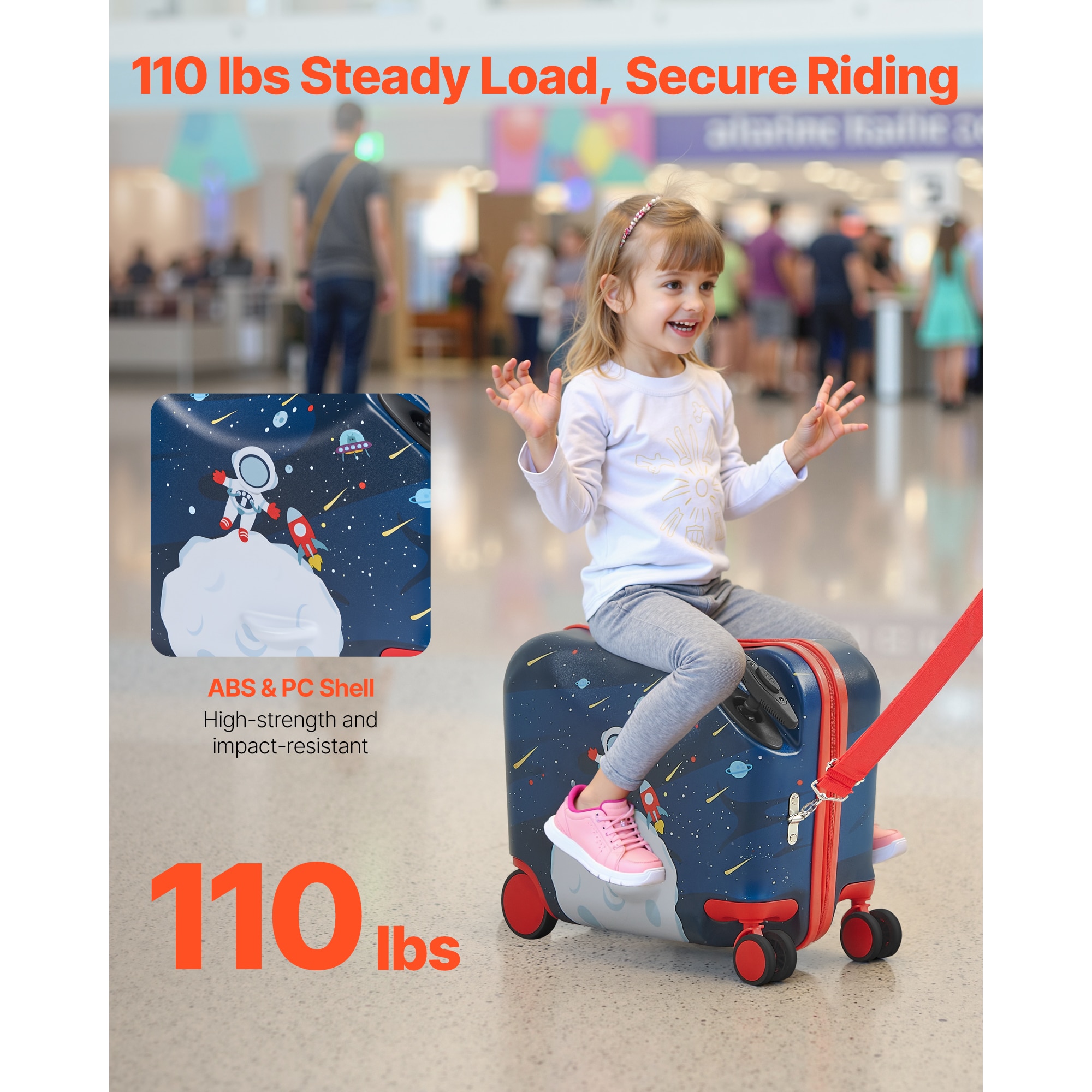 Kids Ride-on Scooter Suitcase Lightweight Rolling Luggage For Travel_voghion.com